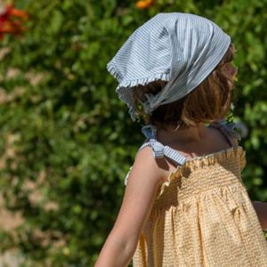 Turban rayé bleu ciel