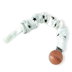 Attache tétine blanc étoilé