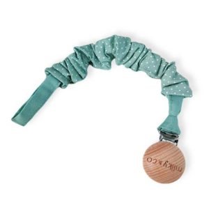 Attache tétine vert amande à pois