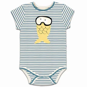 Body Poisson Jaune Rayures Bleues