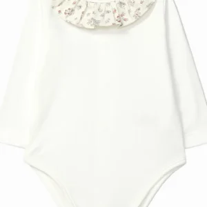Body bébé fille à col volanté – Blanc cassé