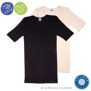 T-shirt femme manches courtes en laine et soie - COSILANA