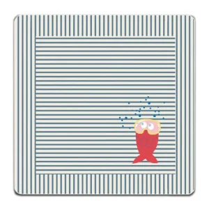 Cape de Bain Poisson Corail Rayures Bleues