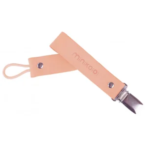 Attache tétine cuir rose