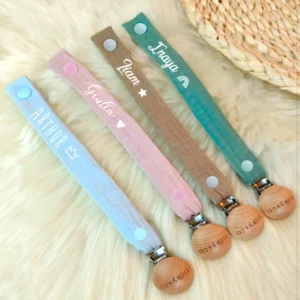 Attache tétine gaze de coton (6 coloris)