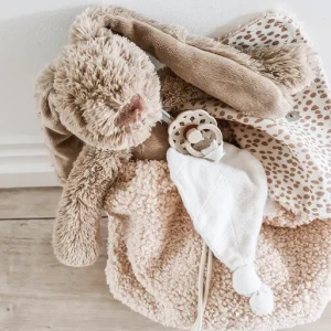 Attache tétine feuille ivoire