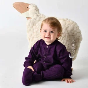 Pyjama bébé 1 pièce en éponge de laine bio avec pieds - COSILANA