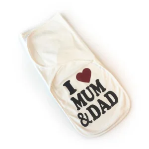 Couverture d'emmaillotage "I love Mum & Dad"