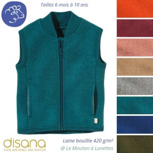 Veste sans manches en laine bouillie bio pour enfant - DISANA