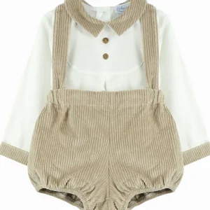 Ensemble bébé garçon blouse et bloomer assortis – Beige