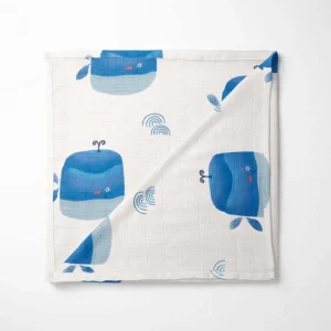 Happy Whale Bamboo Baby Blanket - Playfully Soft & Safe