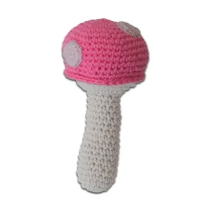Hochet en Crochet Champignon Rose