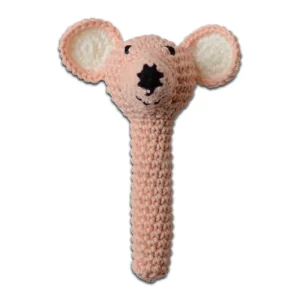 Hochet en Crochet Souris Rose