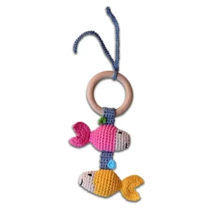 Hochet de Poussette en Crochet Poissons Rose