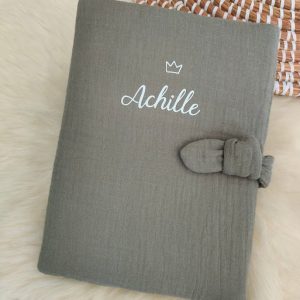 Protège carnet de santé kaki personnalisé