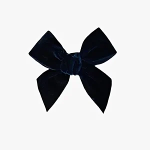 Barrette à nœud en velours – Bleu marine