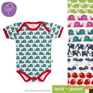 Body bébé en Coton Bio - motifs colorés et manches courtes - Loud and Proud