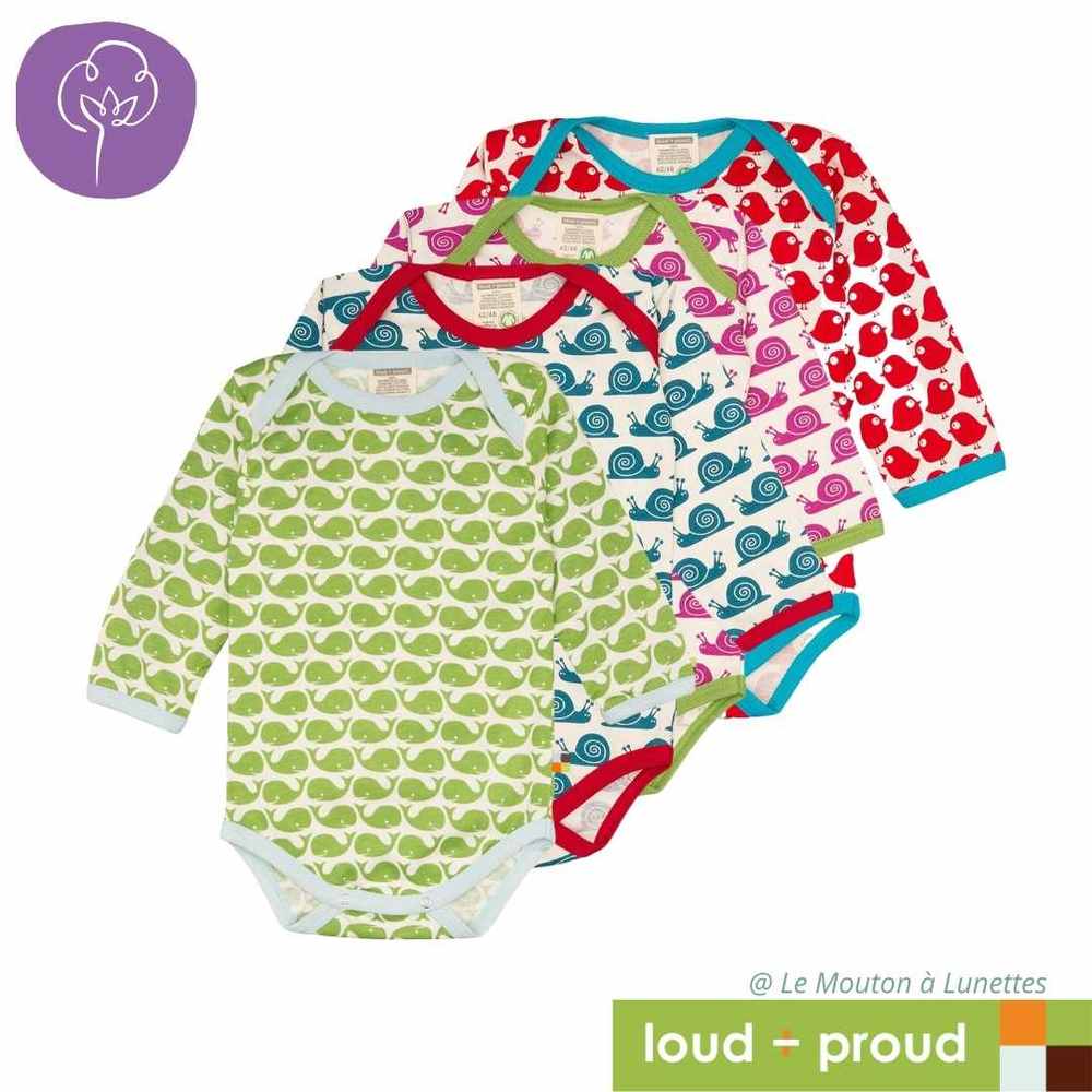 Body bébé en coton bio - motifs colorés et manches longues - Loud and Proud – Image 2