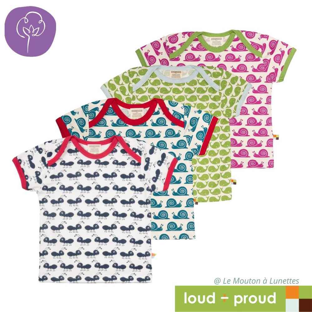 T-shirt enfant coton bio Loud and Proud - motifs colorés et manches courtes