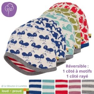Bonnet réversible en coton bio - Loud and Proud