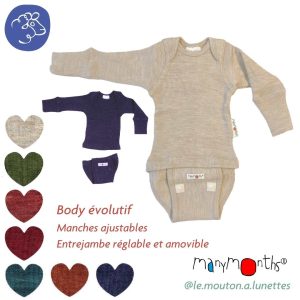Body/Shirt ManyMonths évolutif en laine mérinos – Coloris 2025/26