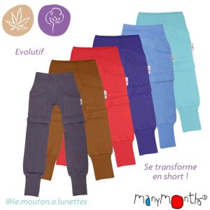Pantalon short "yoga" chanvre et coton bio - ManyMonths ECO Hempies