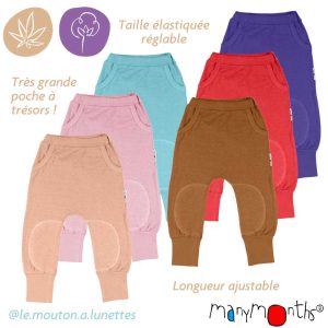 Pantalon "kangourou" évolutif - Sarouel chanvre et coton bio - ManyMonths ECO Hempies