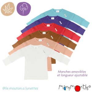 T-shirt évolutif 2 en 1 - chanvre et coton bio - ManyMonths ECO Hempies