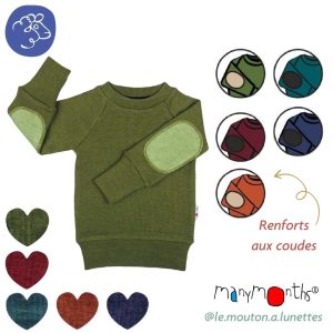 Pullover mérinos ManyMonths avec renforts aux coudes – Coloris 2025/26