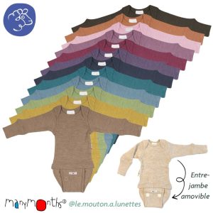Body/shirt bébé en laine mérinos évolutif oekotex - ManyMonths Coloris 2023/24