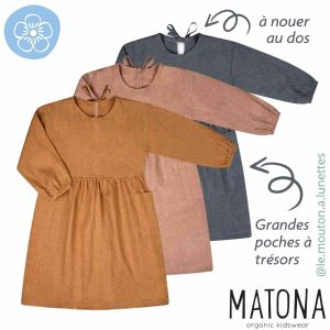 Robe en lin enfant manches longues "Alma" - Matona