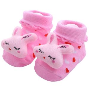 Paire de chaussette lapin rose pour bébé