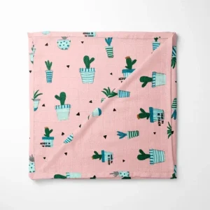Pink Cactus Organic Cotton Baby Blanket
