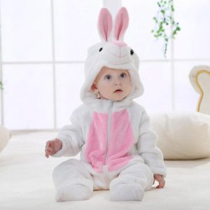 Combinaison pyjama lapin blanc bébé