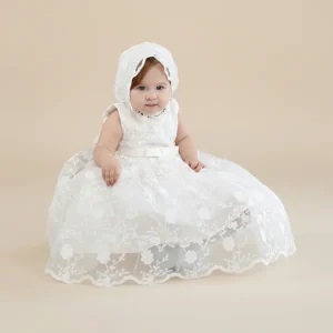 Robe bébé baptême motifs de fleurs - 48h