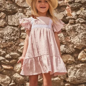 Robe enfant fille plumetis – Rose pâle