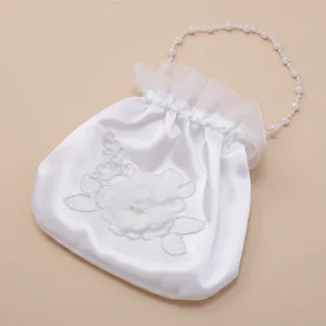 Pochette blanche fleurs - Baptême