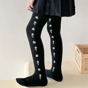 Collant en coton fleurs