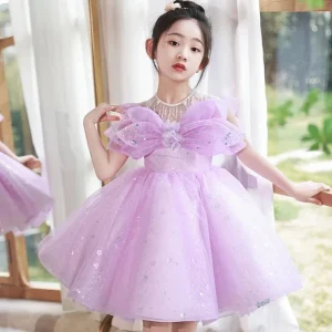 Robe cérémonie enfant petite libellule violette