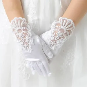 1 paires de gants dentelle satiné