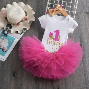 Tenue anniversaire bébé fille - Cupcake Rose