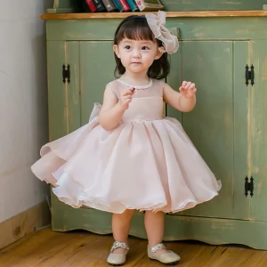 Robe cérémonie enfant fille rose poudrée