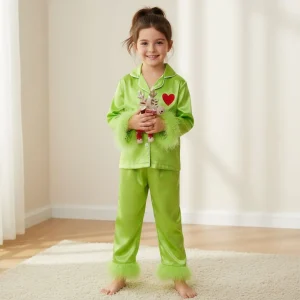 Pyjama enfant fille - Pantalon vert