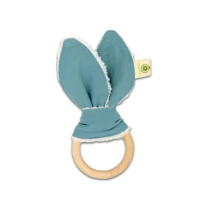 Anneau de Dentition en Coton Bio Lapin Bleu Clair