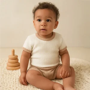 Organic Baby Shirt Retro Ringer Tee Soft Ribbed Cotton