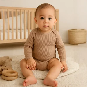 Long Sleeve Organic Cotton Baby Bodysuit Soft Infant Essential
