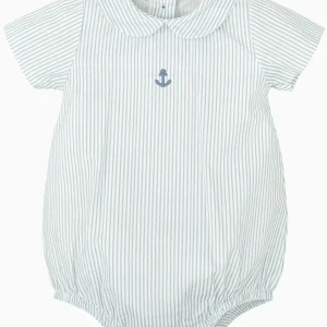 Barboteuse bébé motif ancre marine – Bleu/blanc