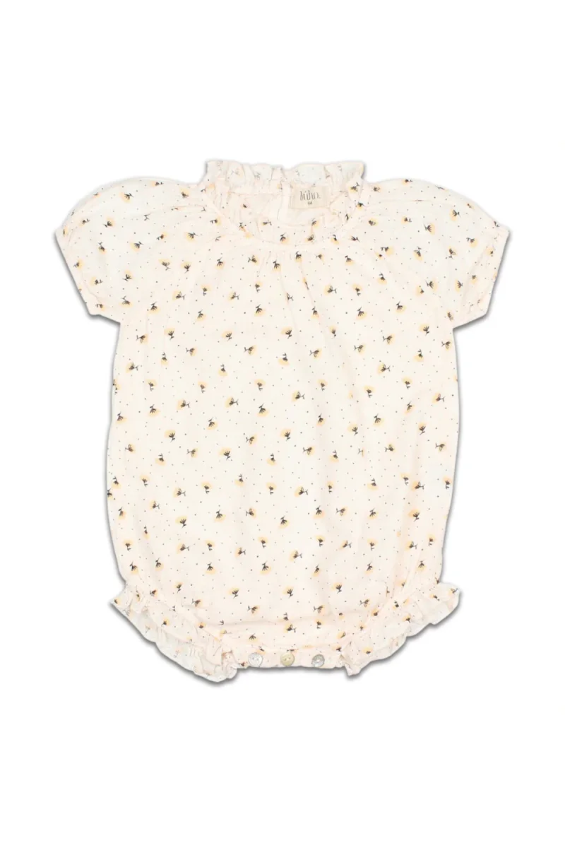 Barboteuse en Coton Bio Fleurie Talc Ecrue – Image 2
