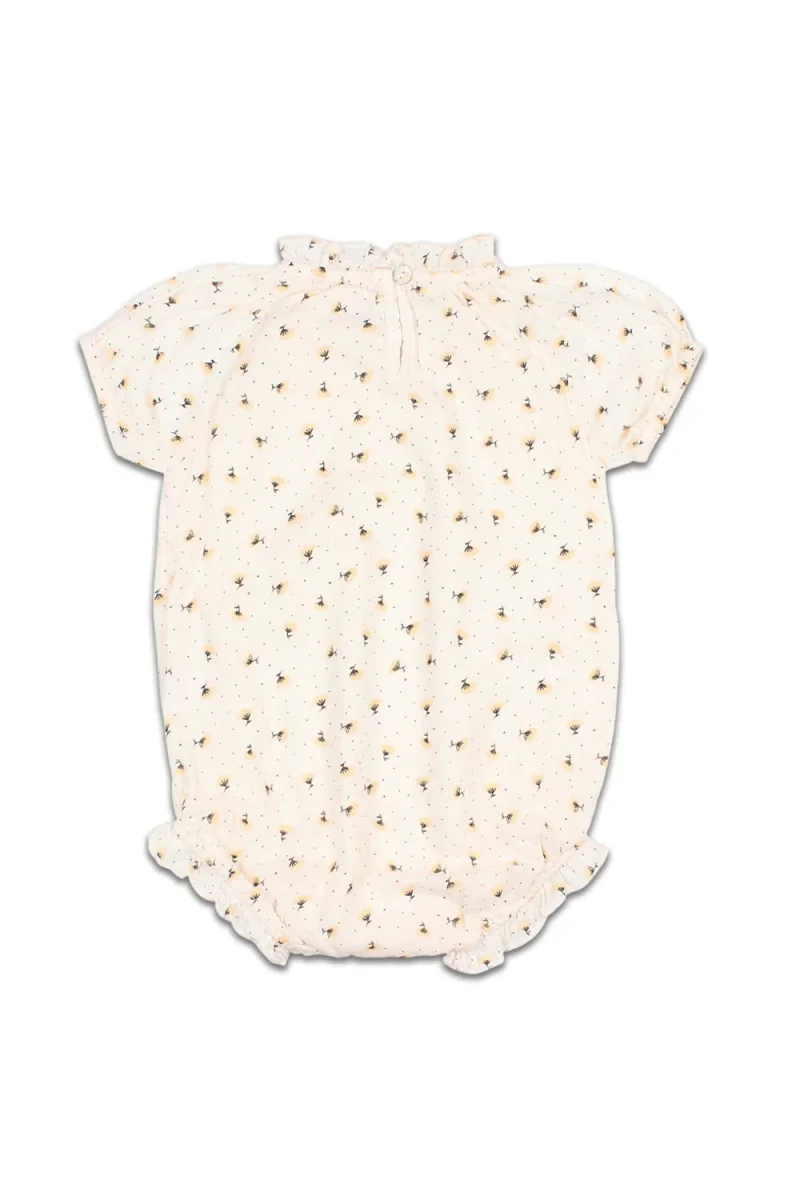 Barboteuse en Coton Bio Fleurie Talc Ecrue – Image 3