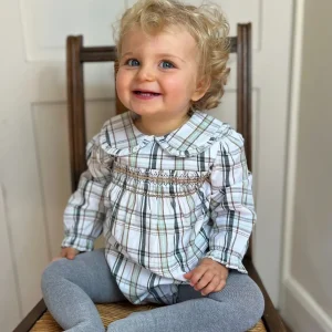 Barboteuse bébé à carreaux en coton chaud